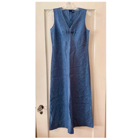Gap | Blue Linen Column Midi Dress - Picture 1 of 6
